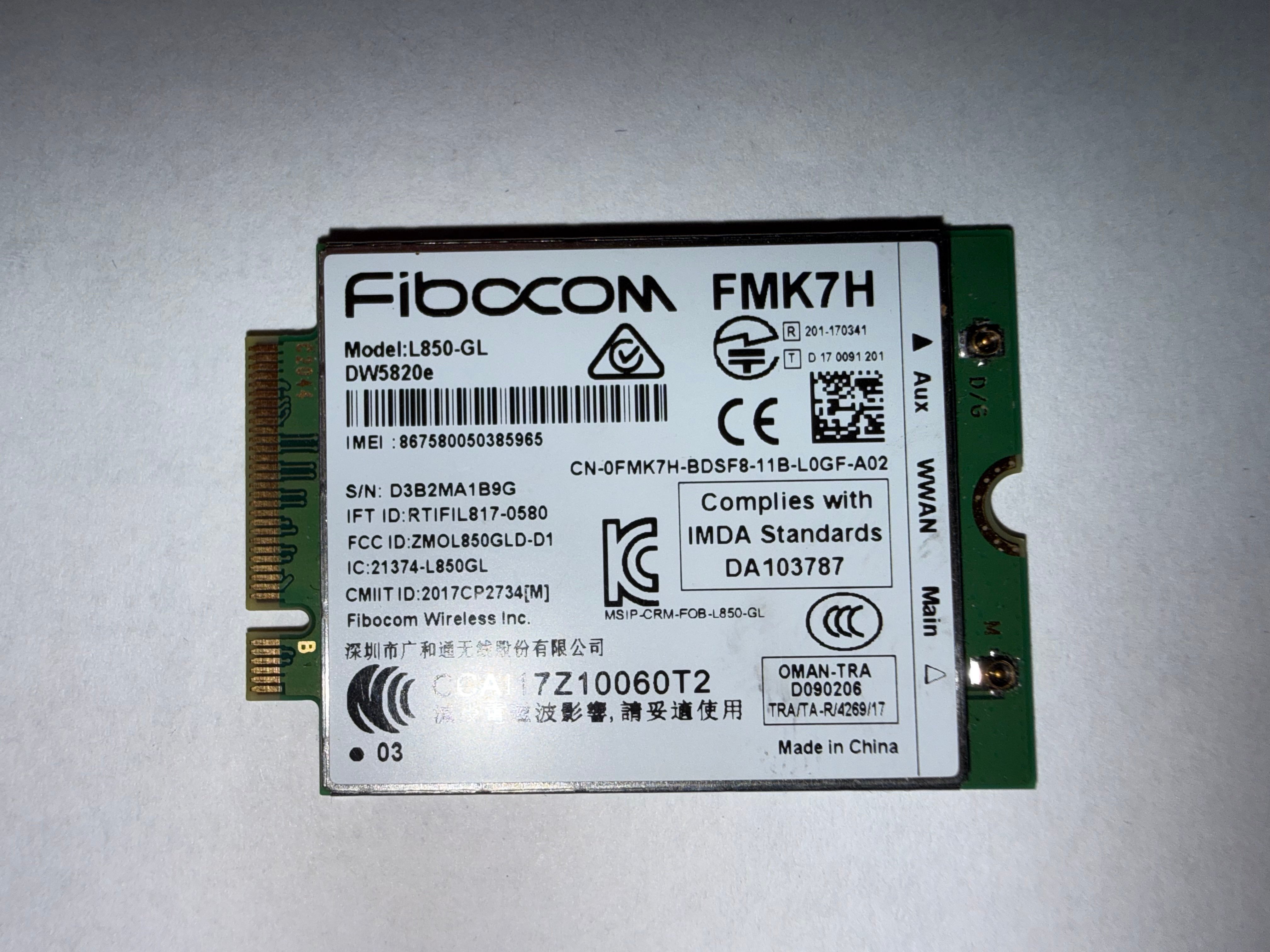 Fibocom Model:L850-GL DW5820e FMK7H