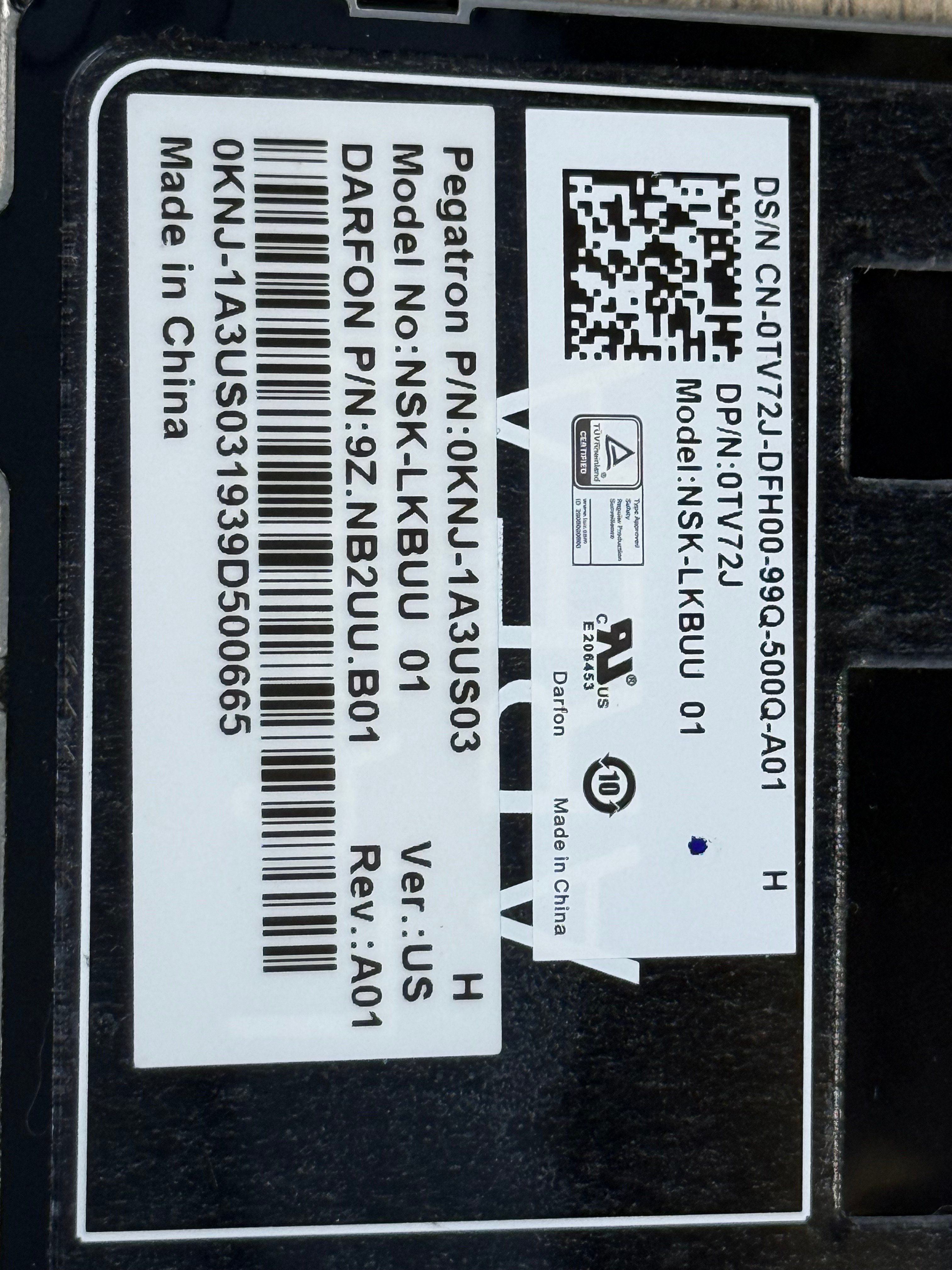 Dell Latitude Rugged QWERTY US Keyboard (5404 / 5414 / 5420 / 5424 / 7424) 0TV72J Non-Backlit - Afbeelding 3