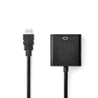 VGA-Adapter | HDMI™ Connector | VGA Female 15p / 3,5 mm Female | Vernikkeld | Recht | PVC | Zwart | Doos - Afbeelding 1